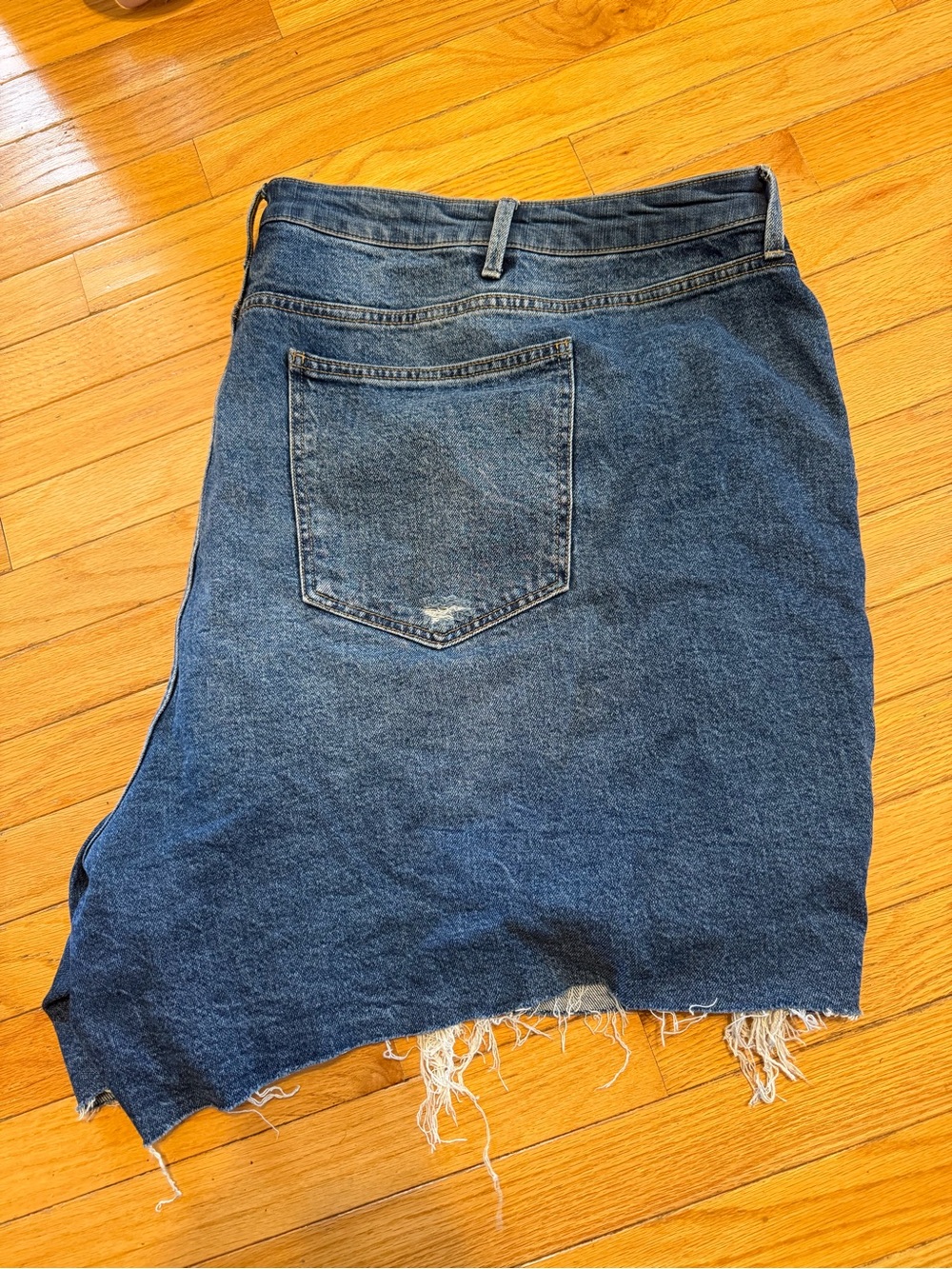 torrid dark blue denim skirt with raw hem